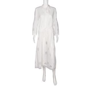 ERDEM White Cotton Embroidered Midi Dress Size L
